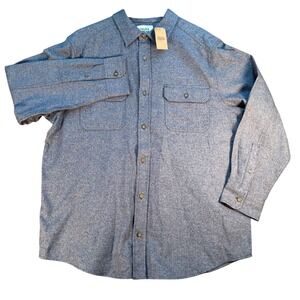 Field & Stream Mens XL Heritage Jaspe Flannel Shirt Dress Blues Heather NWT